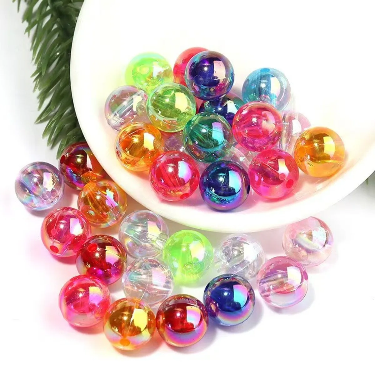100 sztuk/partia mieszane kolory okrągłe AB koraliki dystansowe plastikowe luźne koraliki Handmade Making kobiety biżuteria Diy kolczyki akcesoria — zdjęcie 5