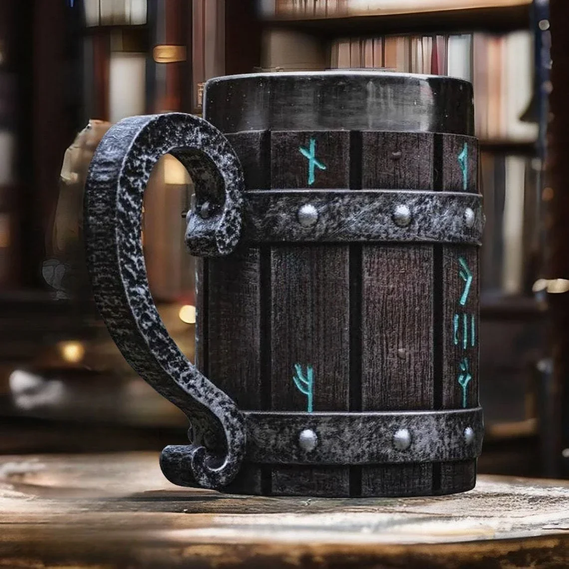 Kubek do piwa Viking Vintage Oak Barrel Stein z wkładką ze stali nierdzewnej Kubek do kawy Kubek do herbaty Kubek o dużej pojemności Pub Bar Party Gift — 2