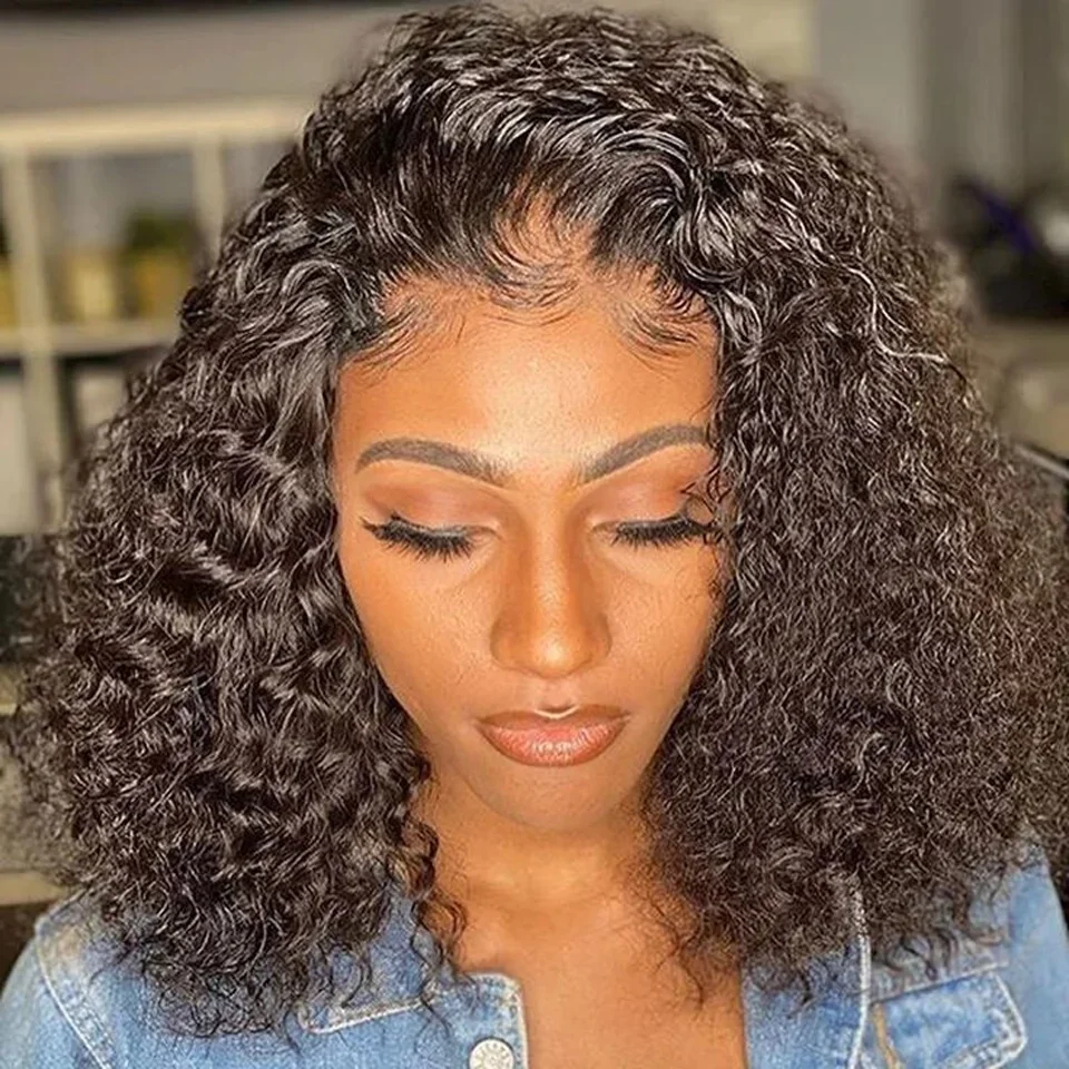 

Парик для чернокожих женщин, без клея, с короткими вьющимися бразильскими натуральными волосами, 13X 4