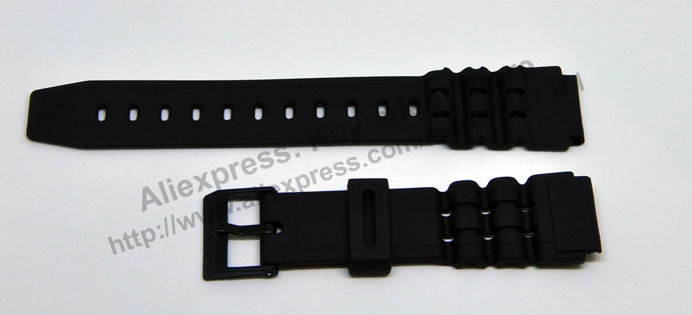 19mm Black Rubber Watch Band / Strap Compatible for Casio W-87H , W-88H , W-728H , W-727H , W-731H