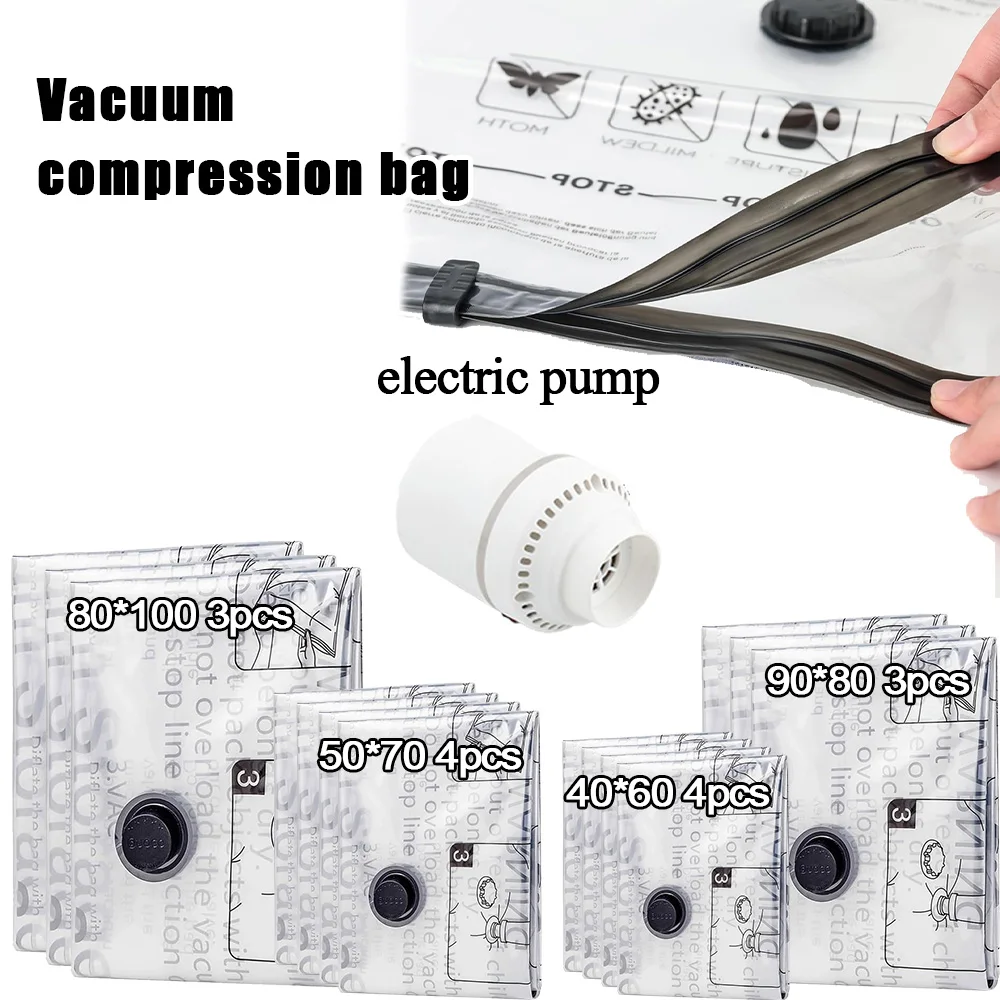 15 Pack Vacuum Storage Bags with Electric Air Pump, Space Saver Sealer Compression Bags for Comforters, Blankets, Pillows