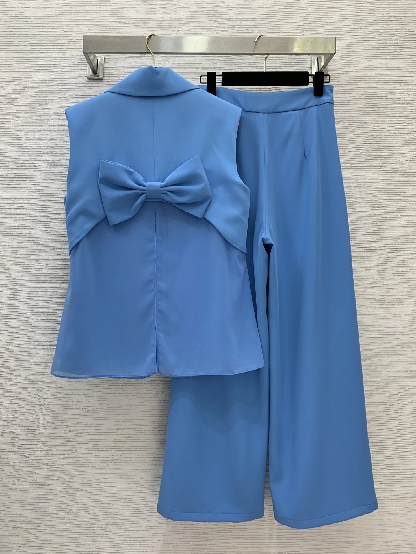 

Early Autumn New Women Sleeveless Waistcoat Jacket High Waist Wide Leg Trousers Suit
