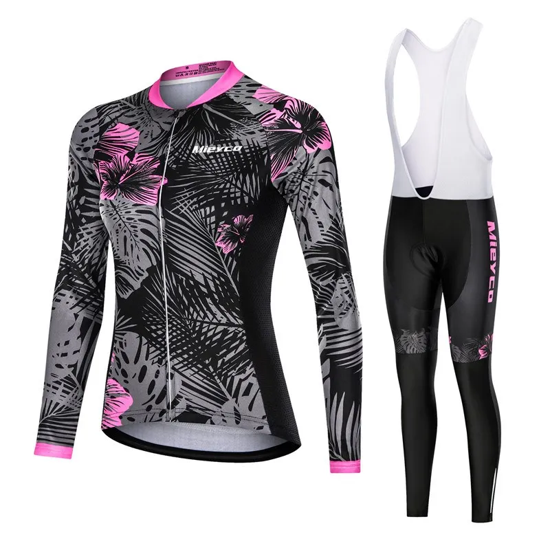 AliExpress MIEYCO Women’s Black Cycling Set Long Sleeve Jersey & Padded Tights, Pink Floral Quick Dry Bicycle Clothing for MTB Road Cycling