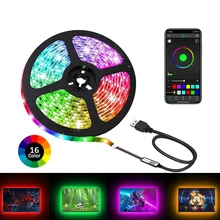 Ruban LED TV , SMD 5050 RGB Bandes Lumineuses USB avec Télécommande App Rétroéclairage TV Multicouleur pour 40-60in TV, pour maison chambre à coucher décoration [Classe énergétique A+]