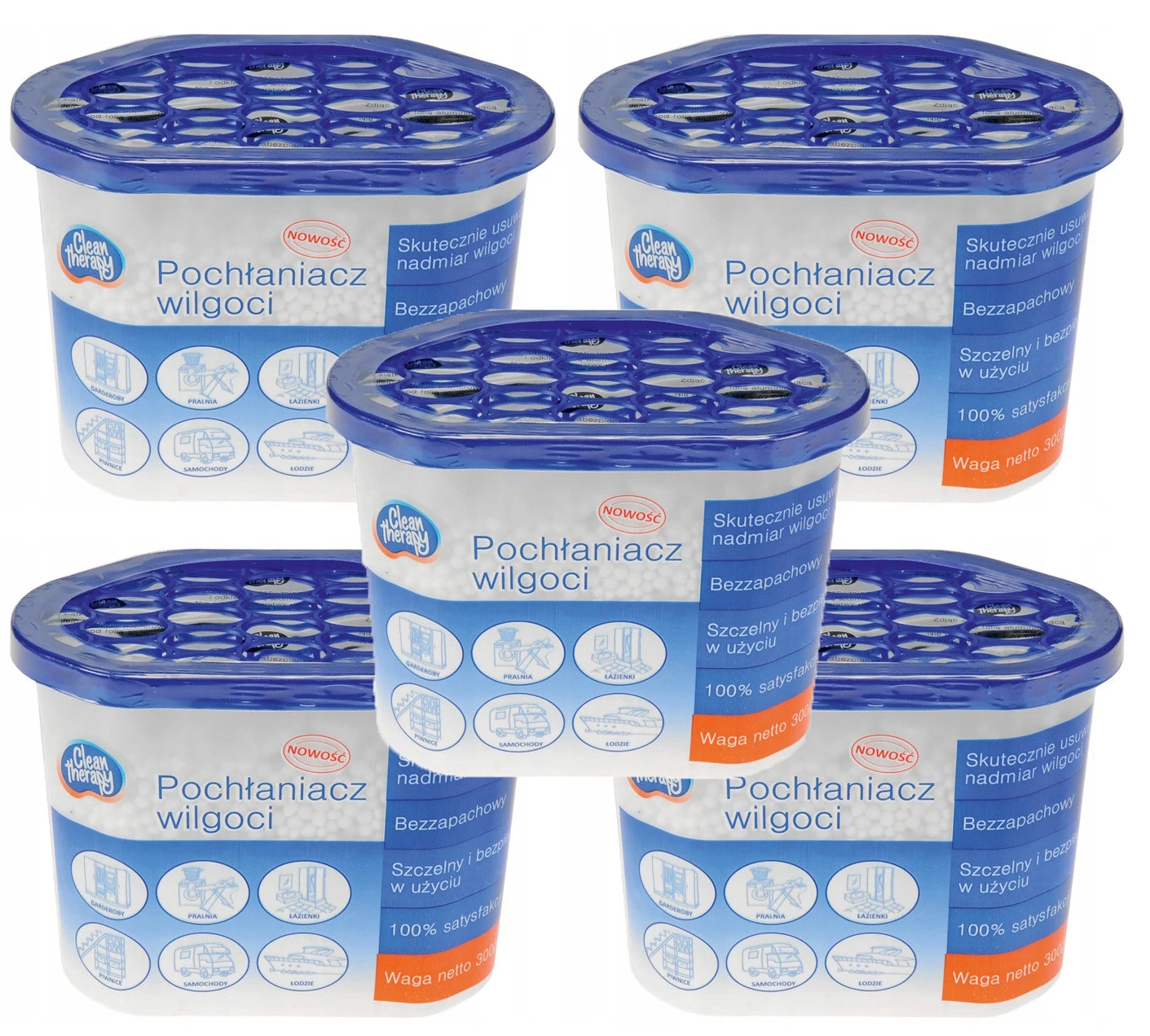 Juego de 5 unidades de deshumidificador absorbente de humedad sin fragancia de aire 300g