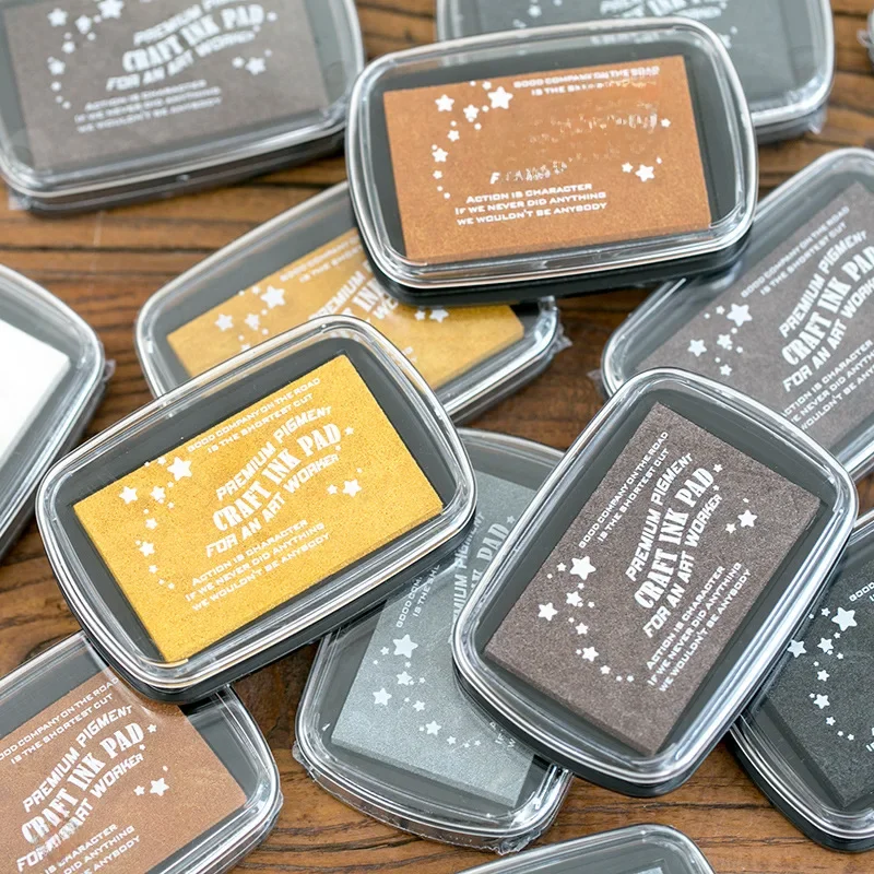 Tampon encreur pour sceau de compte à main, grand tampon encreur de couleur métallique, perle argent noir or bricolage décoration de compte à main boîte de tampon encreur spécial