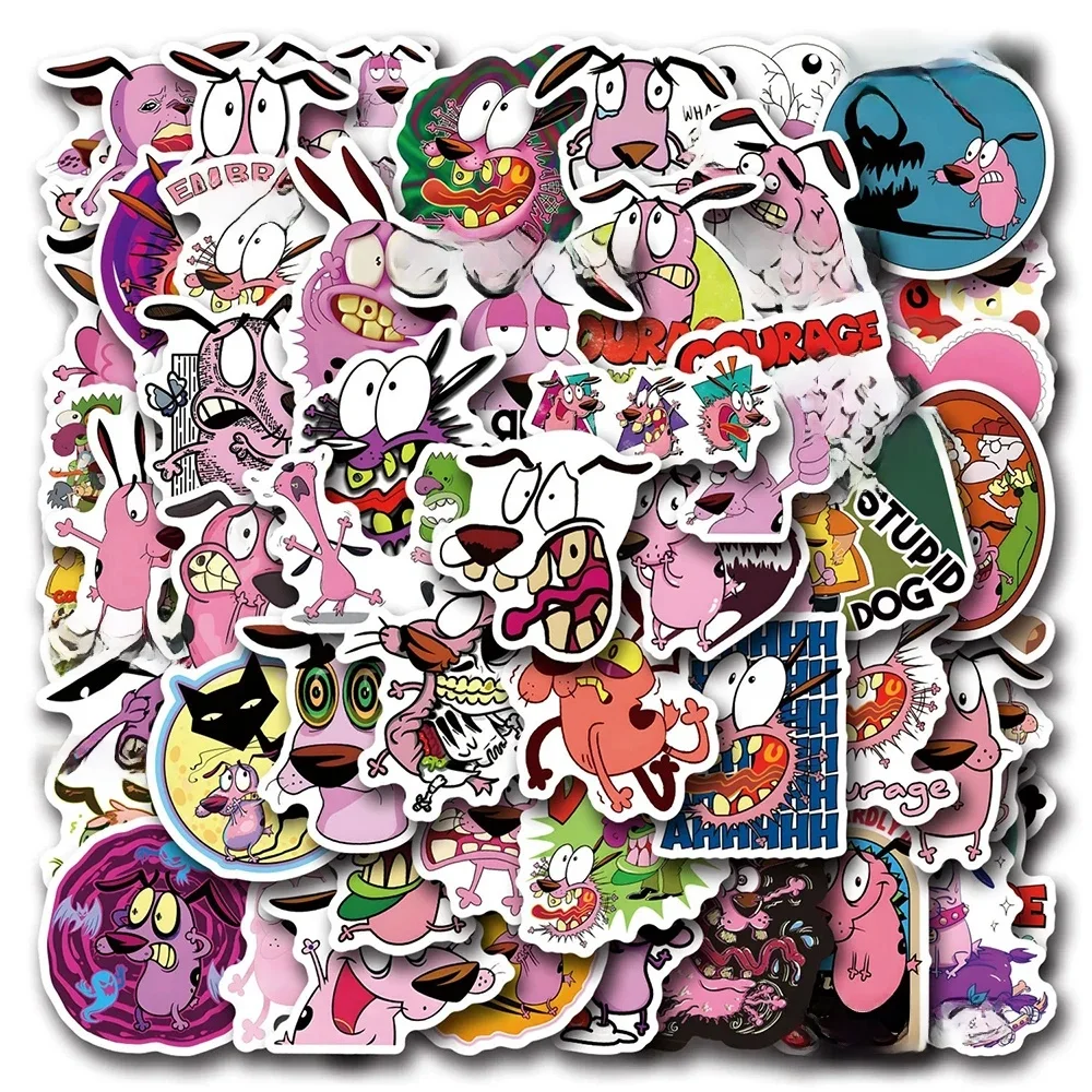 AliExpress Rspctou 10/30/55pcs Funny Curage The Cowardly Dog Cartoon Stickers Decoration DIY Luggage Skateboard Phone Bike Anime Sticker Decals Toy