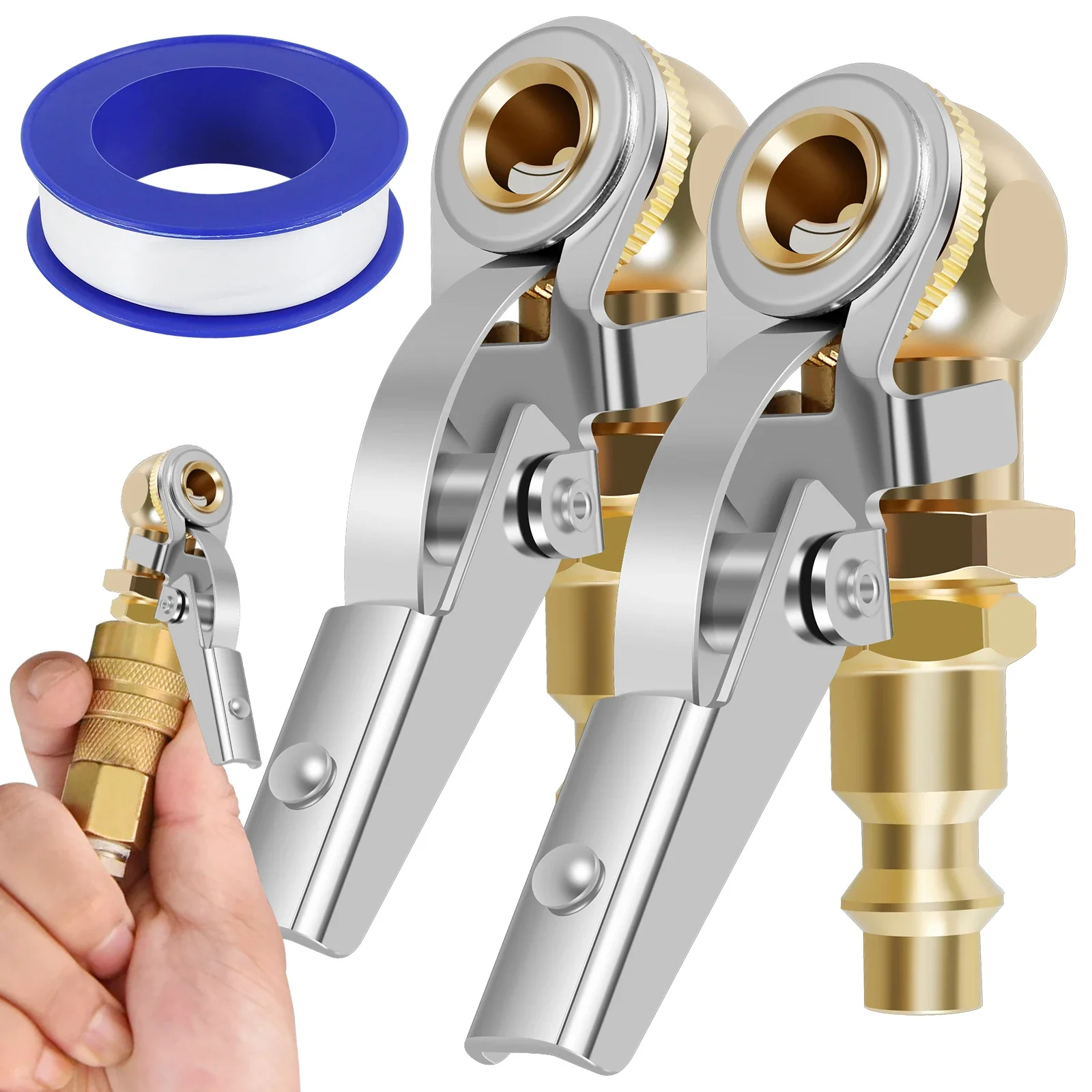 2 pièces pneu à bille fermée 1/4 pouces FNPT Durable débit fermé gonfleur de pneu Air voiture pneu Air mandrin gonfleur pompe Valve connecteur