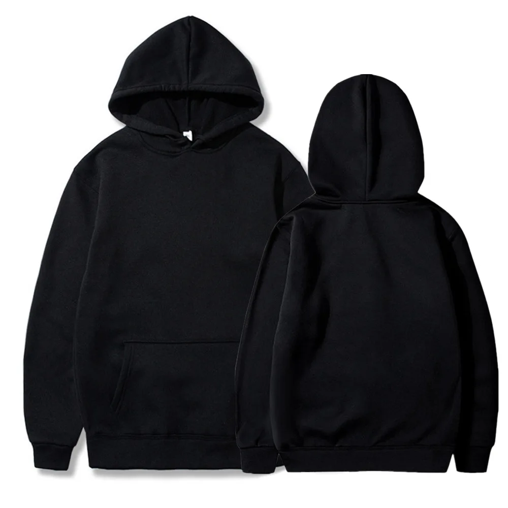 Casual Hooded Sweatshirt for Men and Women, Sports Hoodie, Fleece, Black and White, Minimalism Couple Clothing, New, 2023