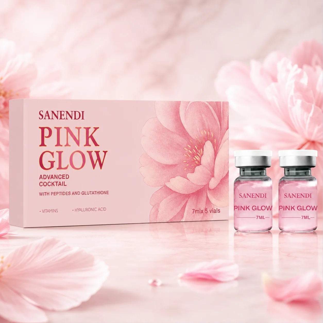 Sanendi Pink Cocktail Glow Salmon DNA Serum Ampoule Peptide Hyaluronic Acid Bright Facial Essence For Dermapen Korean Skin Care view 5