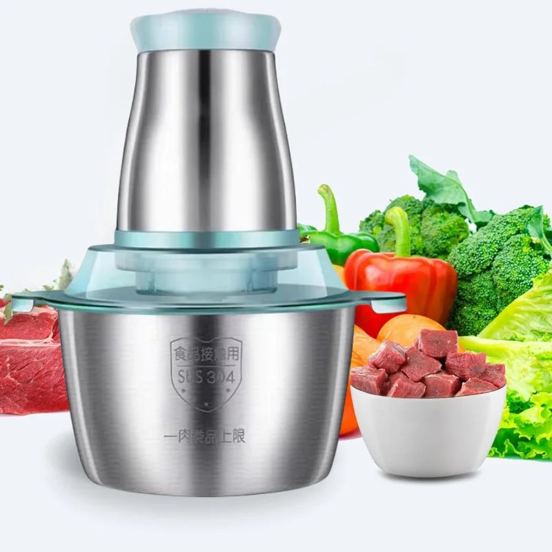 

300W Household Meat Grinder Mincer Food Processor Portable Electric Blenders Stainless Steel 2L/3L Capacity Chopper Slicer