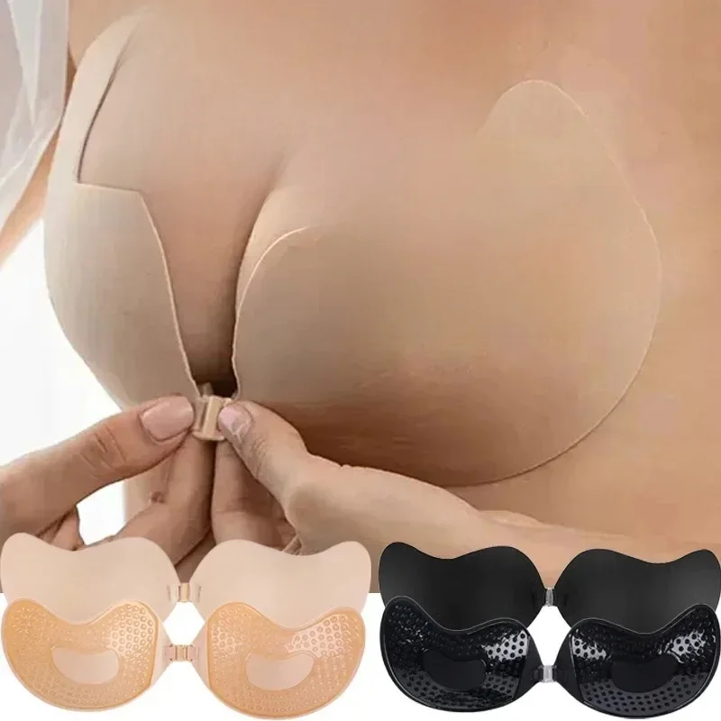 Soutien-gorge Push Up Invisible pour femmes, Sexy, auto-adhésif, buste en Silicone, fermeture frontale, collant, dos nu, sans bretelles