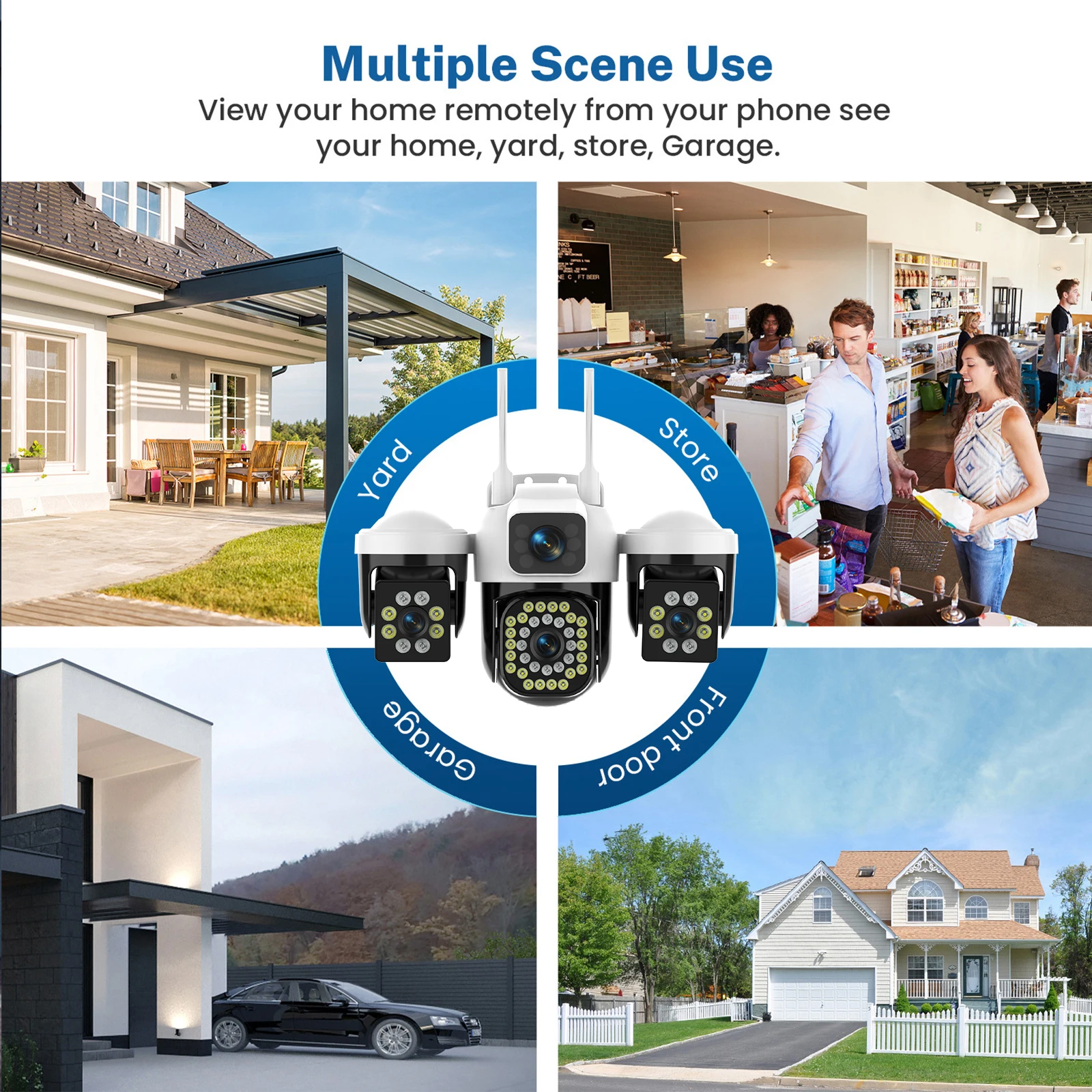 Three Screen WIFI IP Camera Outdoor 8K 15MP Three Lens PTZ Cam Ai Human Detection IP66 Waterproof Onvif CCTV Security Cam Yoosee