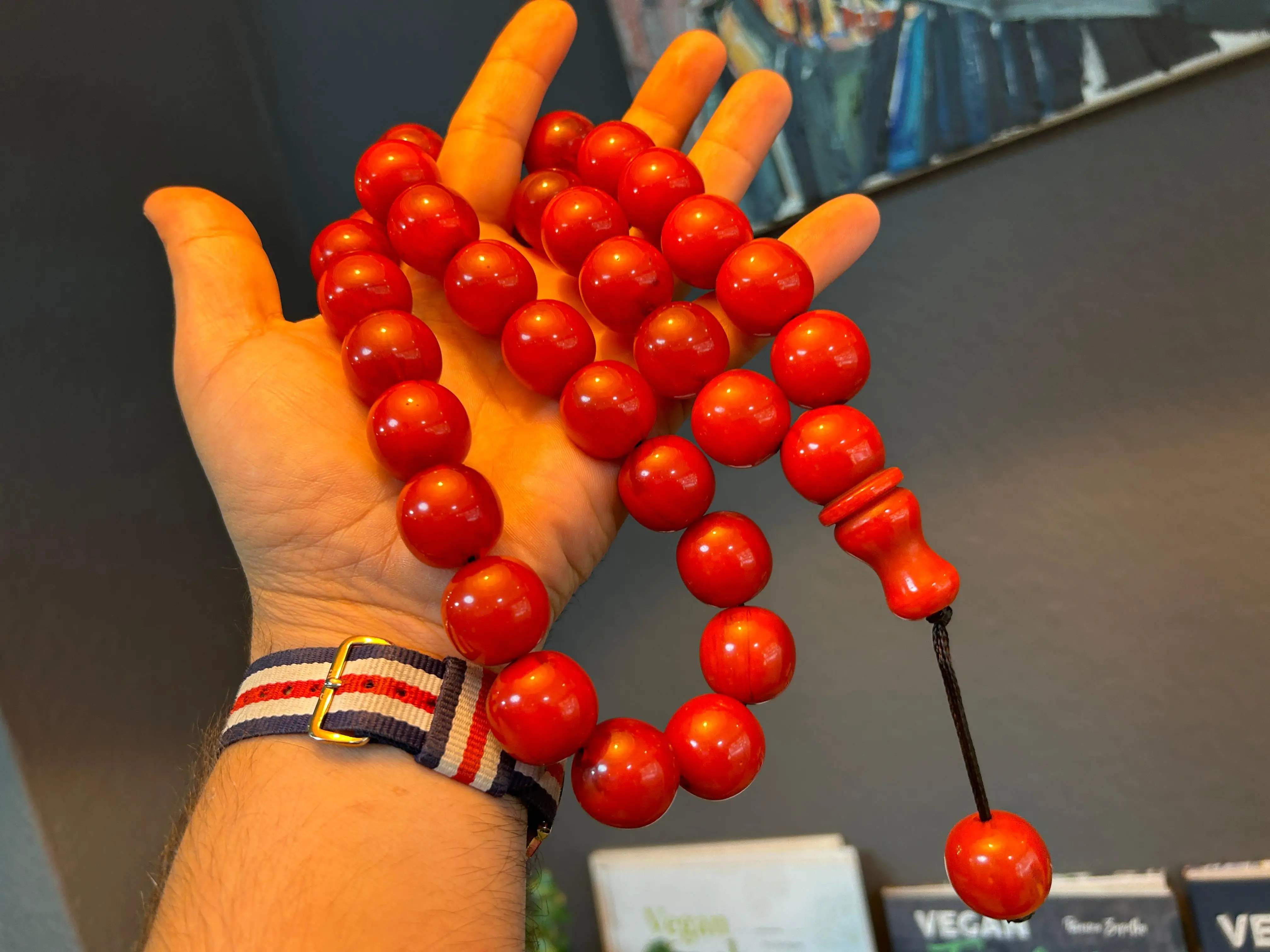 Red Big Size Bakelite Ottoman Rare Faturan German Amber Sandalous Misbaha Prayerbeads Rosary Tasbih Tesbih İslam T28