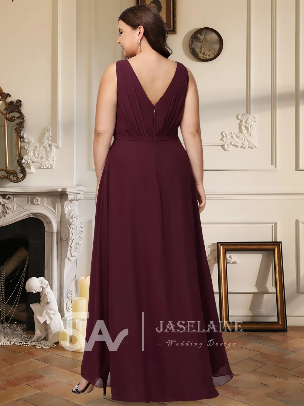 WMP Luxury A-Line V-Neck Asymmetrical Chiffon Bridesmaid Dresses Dusty Blue Evening Wedding Party Guest Cocktail Dress 2025