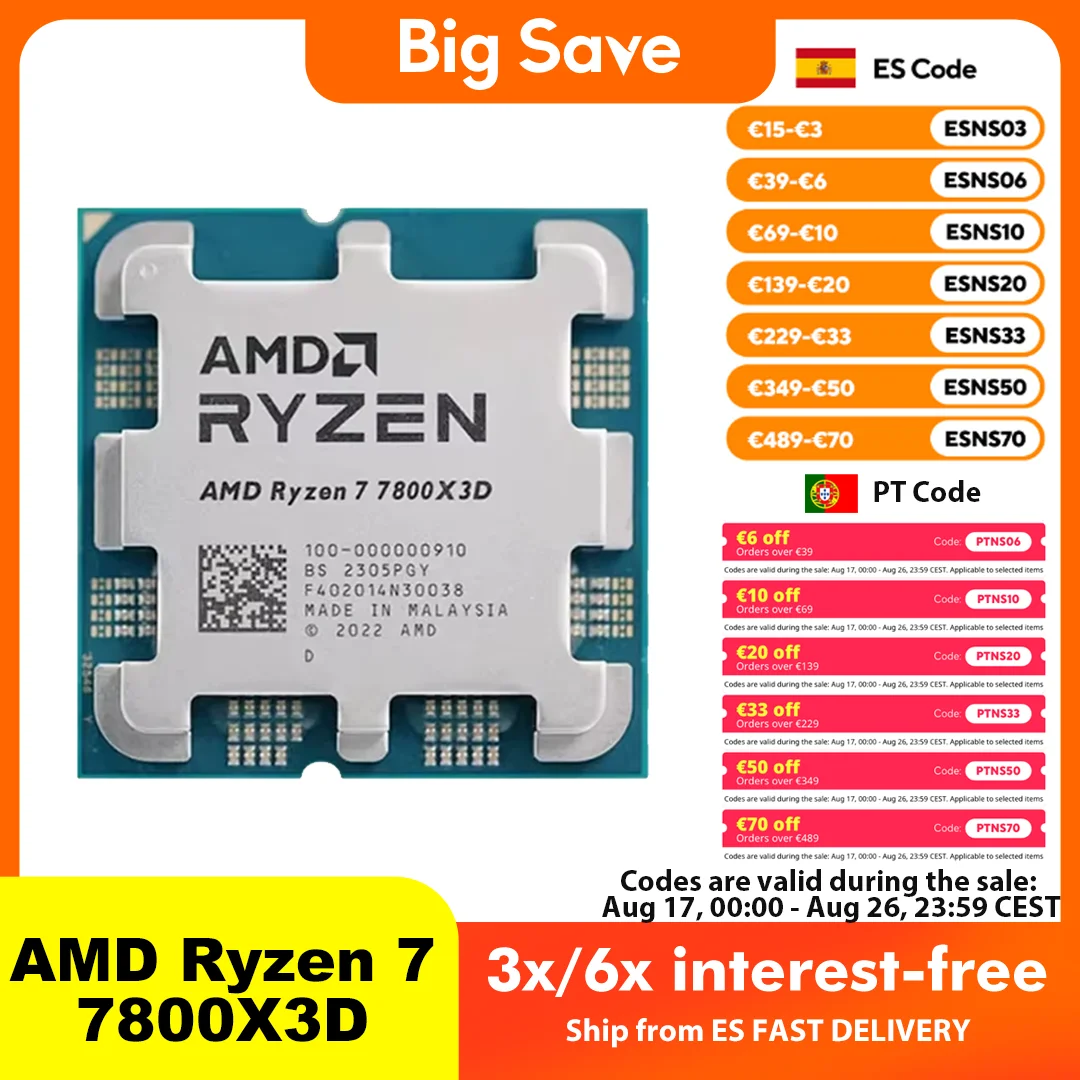 Procesador para Juegos AMD Ryzen 7 7800X3D, 8 Núcleos, 16 Subprocesos, 5.0 GHz, CPU de 5 NM, L3=96M, Socket AM5, Arquitectura de Procesador Zen 4