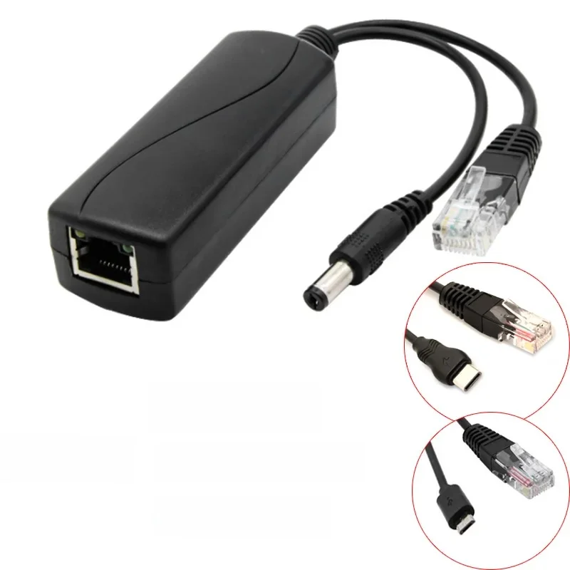Répartiteur PoE 48V à 5V/12V, Micro USB 5v POE tpye-c, alimentation cc sur Ethernet, séparateur POE actif tpye-c pour Raspberry Pi