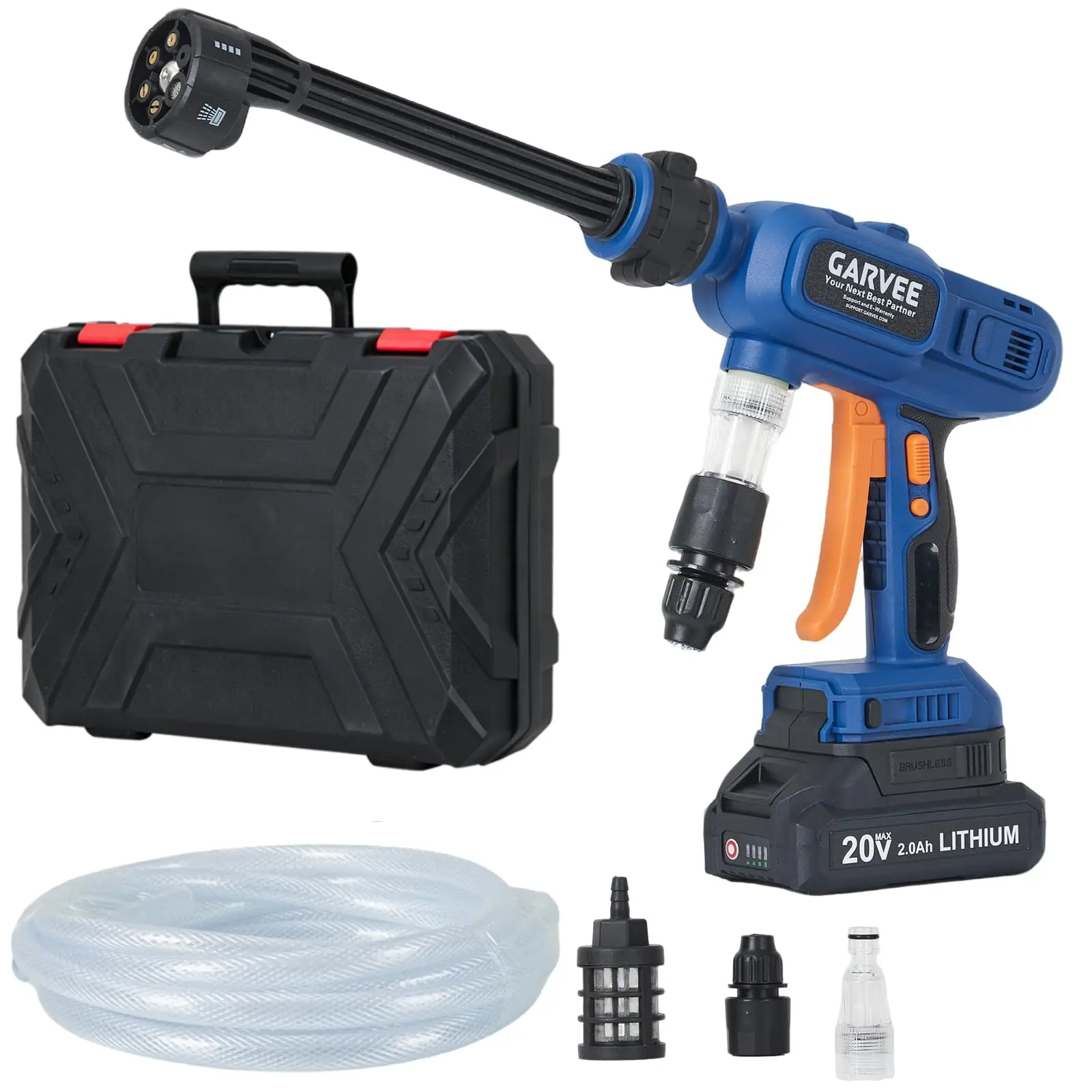 Cordless Portable Pressure Washer, 1300 PSI Battery-Operated Car Washer, 6-in-1 Nozzle & All-Copper Brushless Motor Handheld Cleaner for Cars, Patios, Gardens