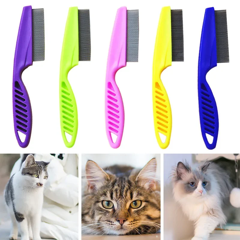 Peigne de perte de poils d'animaux, peigne à puces en acier inoxydable pour chat, chien, confort des puces, peigne de toilettage, brosse pour chien, outils de toilettage, 1 pièce