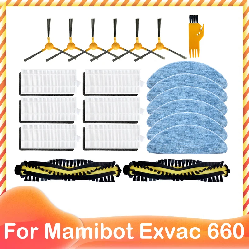 Mamibotためexvac 660 880プラチナhepaフィルターモップ布メインサイドブラシストレーナー掃除機アクセサリー交換スペア