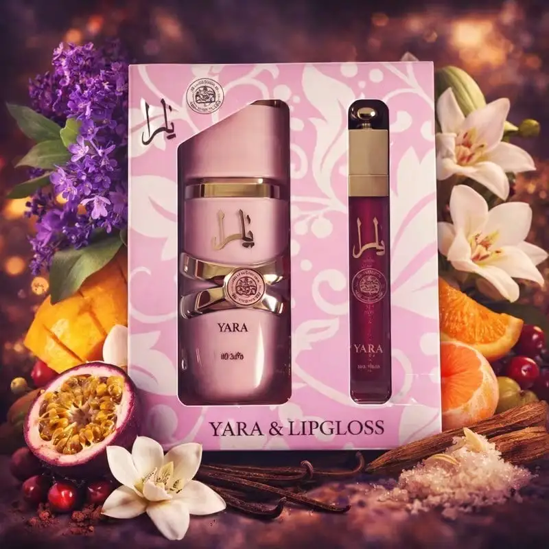 Lattafa Yara Parfum 30ml + Gloss à Lèvres 4ml – Coffret Gourmand Vanille Musc Floral Fruité Femme