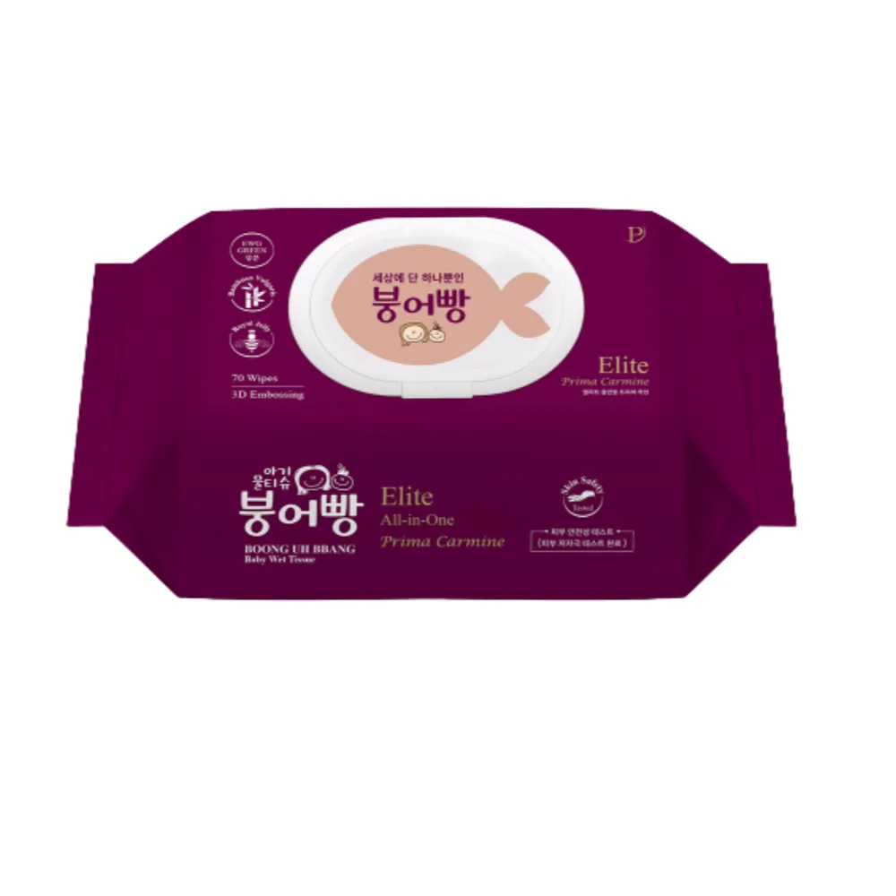 붕어빵물티슈 올인원엘리트 프리마카민  70매X10팩(캡형,80g 초고평량엠보씽원단)