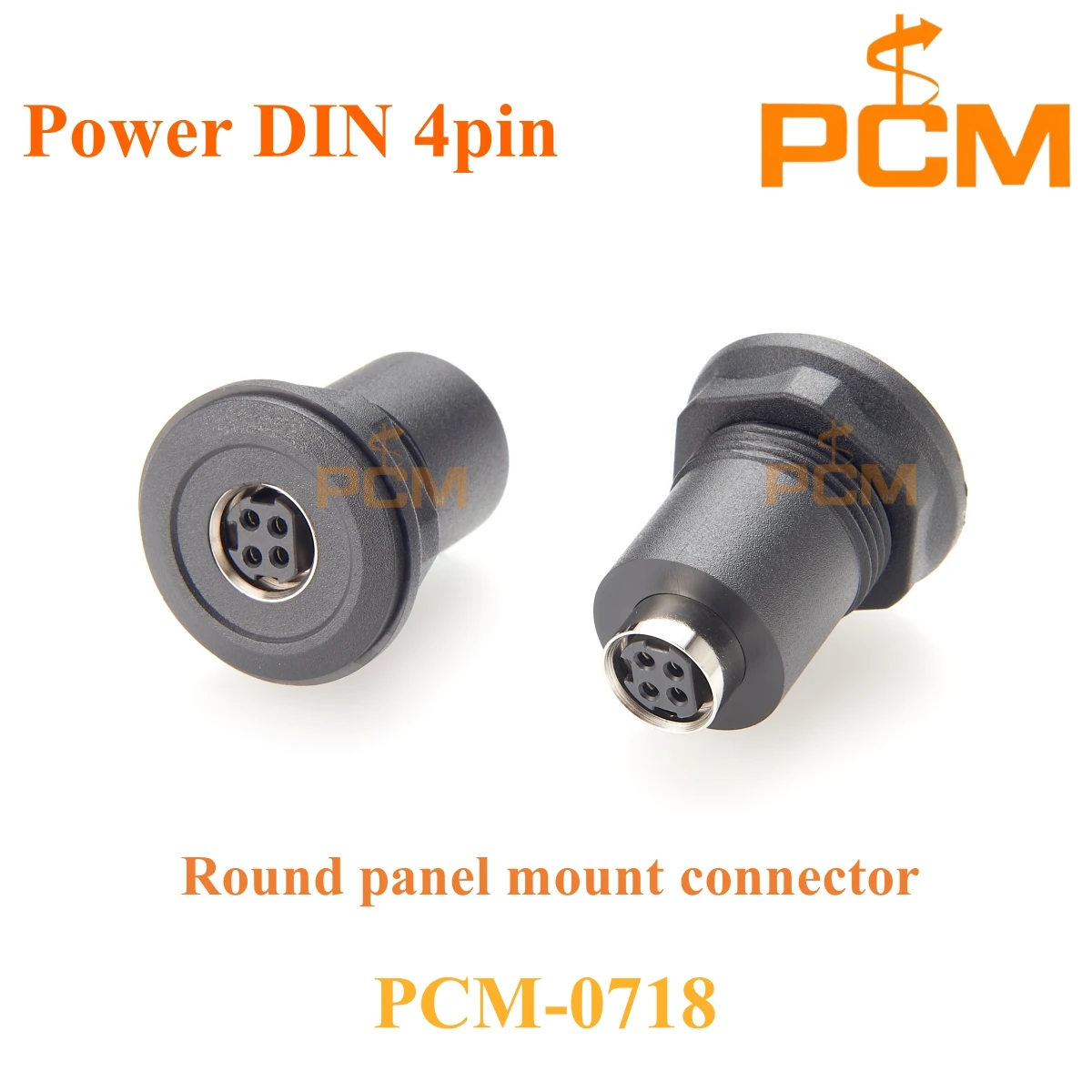 Power DIN 4 pin connector,Round panel mount adapter,front mounting and rear locking,for low voltage electrical connections