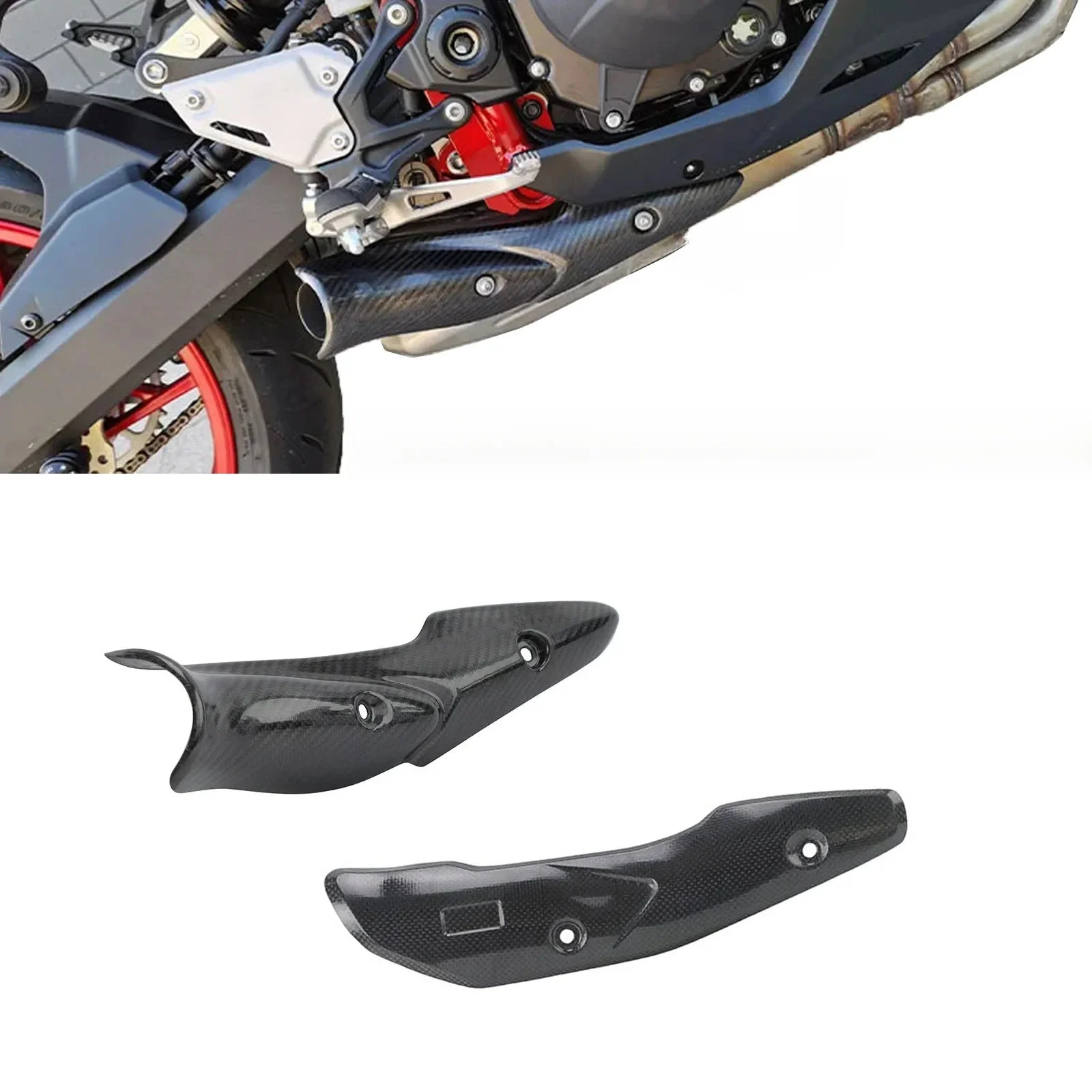 Voor Kawasaki Z900 1-delig motorfiets uitlaatsysteem Midden link pijp Koolstofvezel hitteschild Cover Guard Anti-verbranding Shell - afbeelding 2
