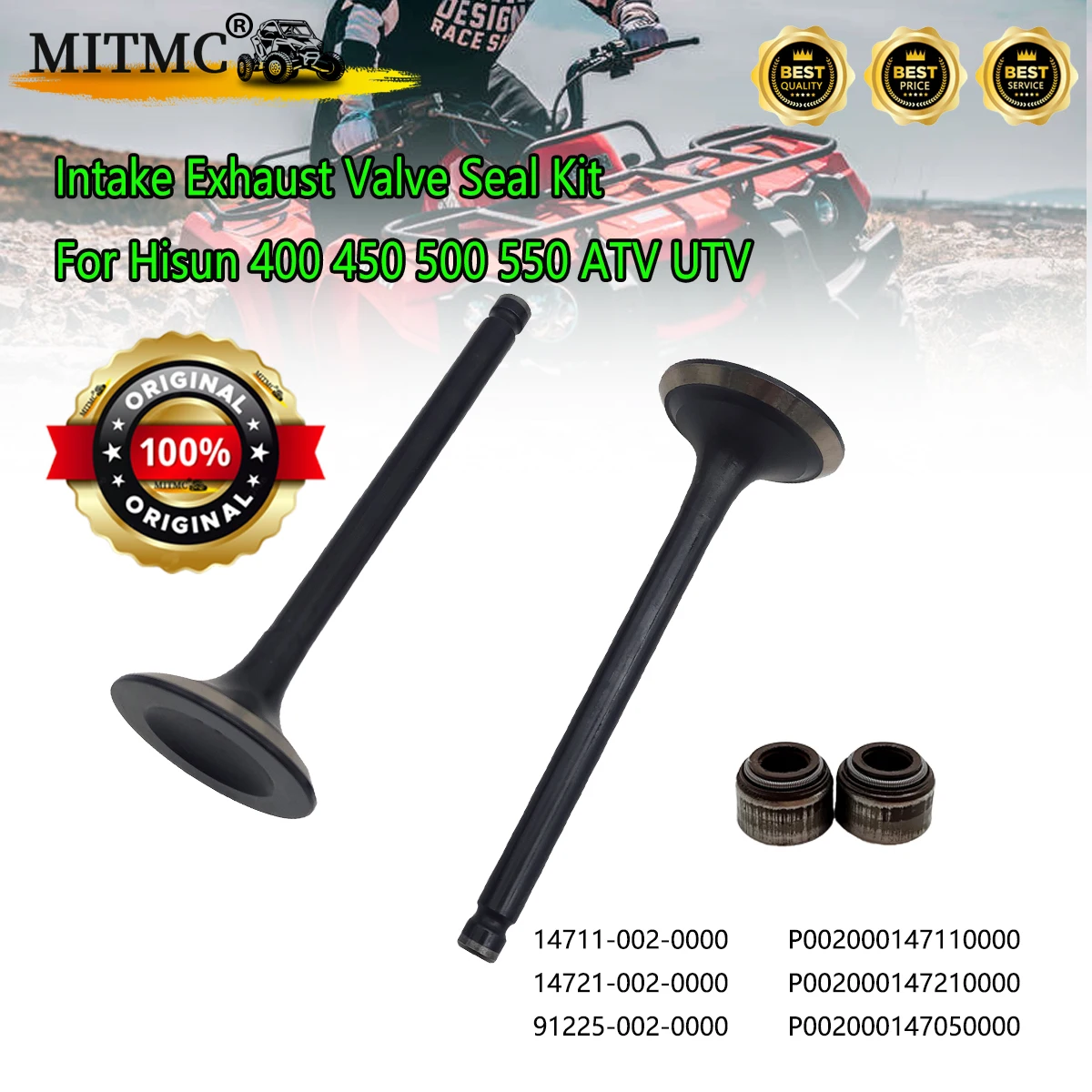 

Оригинальный комплект уплотнений впускного и выпускного клапана для Hisun 400 450 500 550 ATV UTV 14711-002-0000 14721-002-0000 91225-002-0000