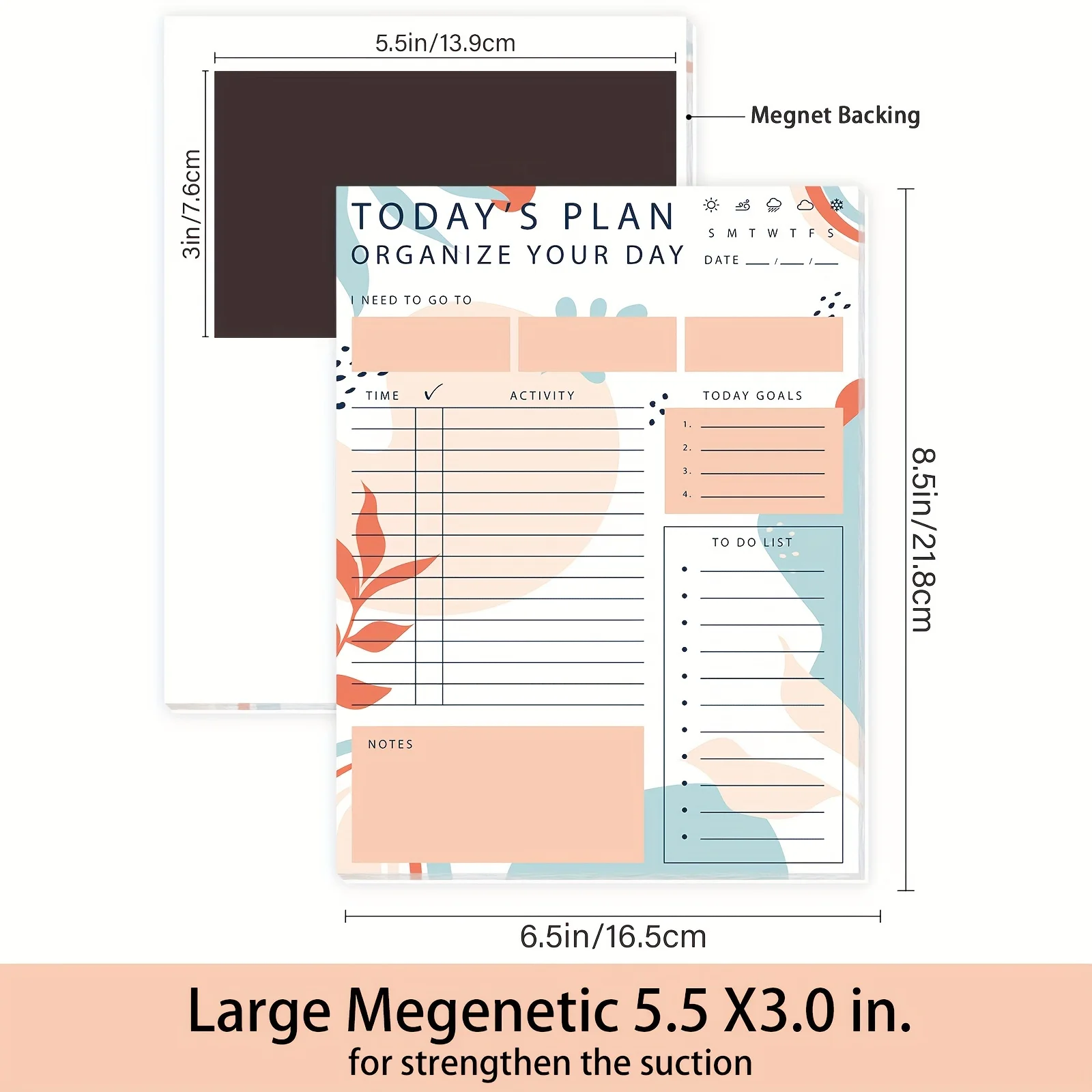 Simple daily planner schedule notepad planning notebook comes with magnetic office supplies school supplies teaching supplies