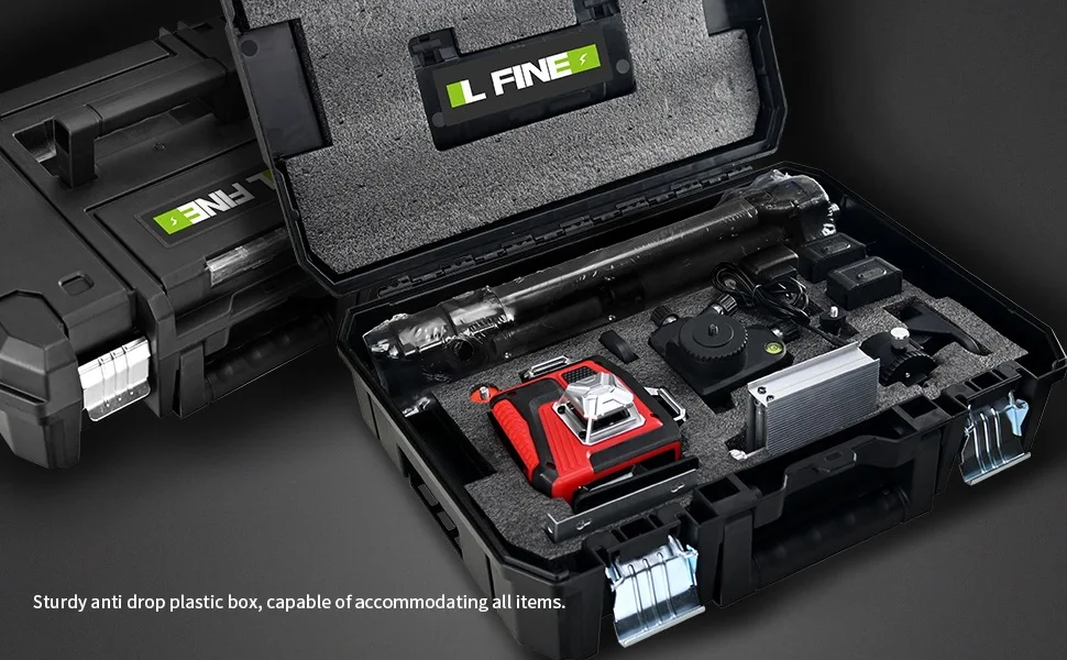 LFINE 16 Linien 4D Grüner Laser-Nivellierer 360° ° Selbstnivellierender Kreuzlinienlaser mit 2 Wiederaufladbaren Batterien für Innen- und Außeneinsatz – Detail 9