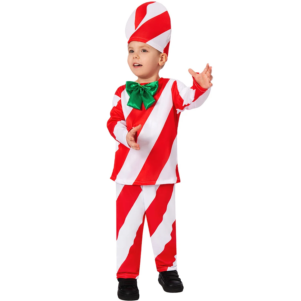 Costume di canna di zucchero per bambini Costume di natale Costume da ragazza per ragazzi Costume da festa di natale fai da te Costume di canna da zucchero per bambini