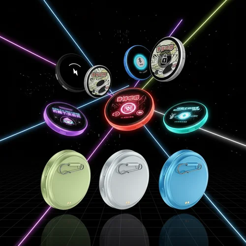 Imagen 2 del producto Insignia electrónica dinámica de Anime, Pin de pantalla, etiqueta fotográfica, insignia cibernética inteligente, pantalla HD de 1,7 pulgadas, pantalla electrónica Bluetooth