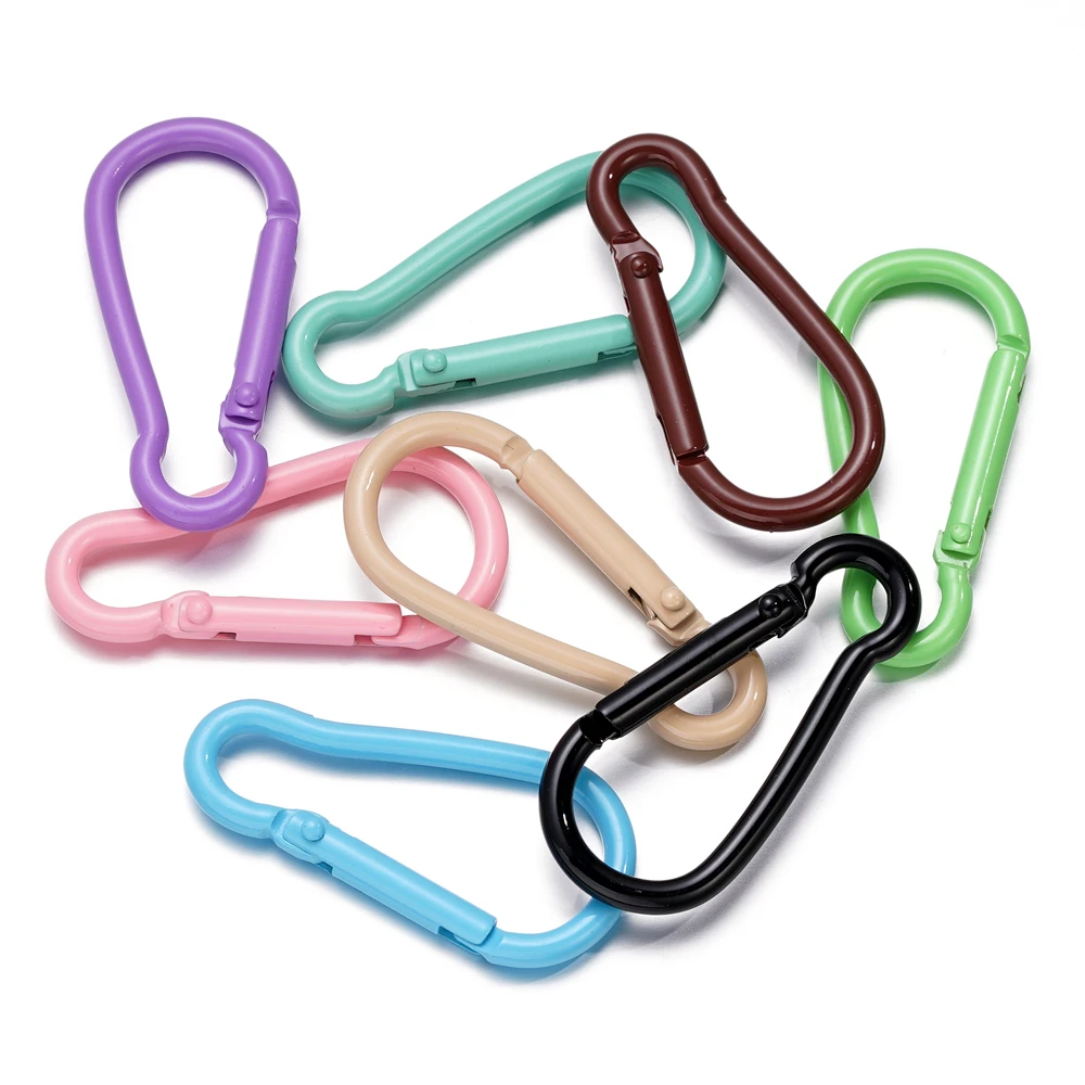 5Pcs/Lot 20 Colors Metal Lead Round Head Buckle Openable Spring Clasp Keychain Clips for DIY Key Ring Dog Chains Jewelry Making