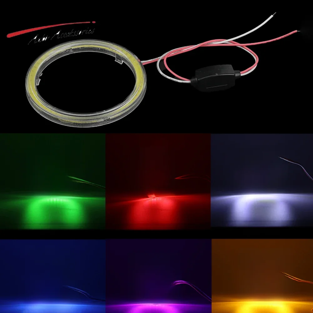 1PC COB LED Angel Eyes Żarówka Halo Ring Lamp 12-24V Światło przeciwmgielne Samochodowe światło do jazdy dziennej DRL Światła dekoracyjne 70 80 90 100 110mm — zdjęcie 2