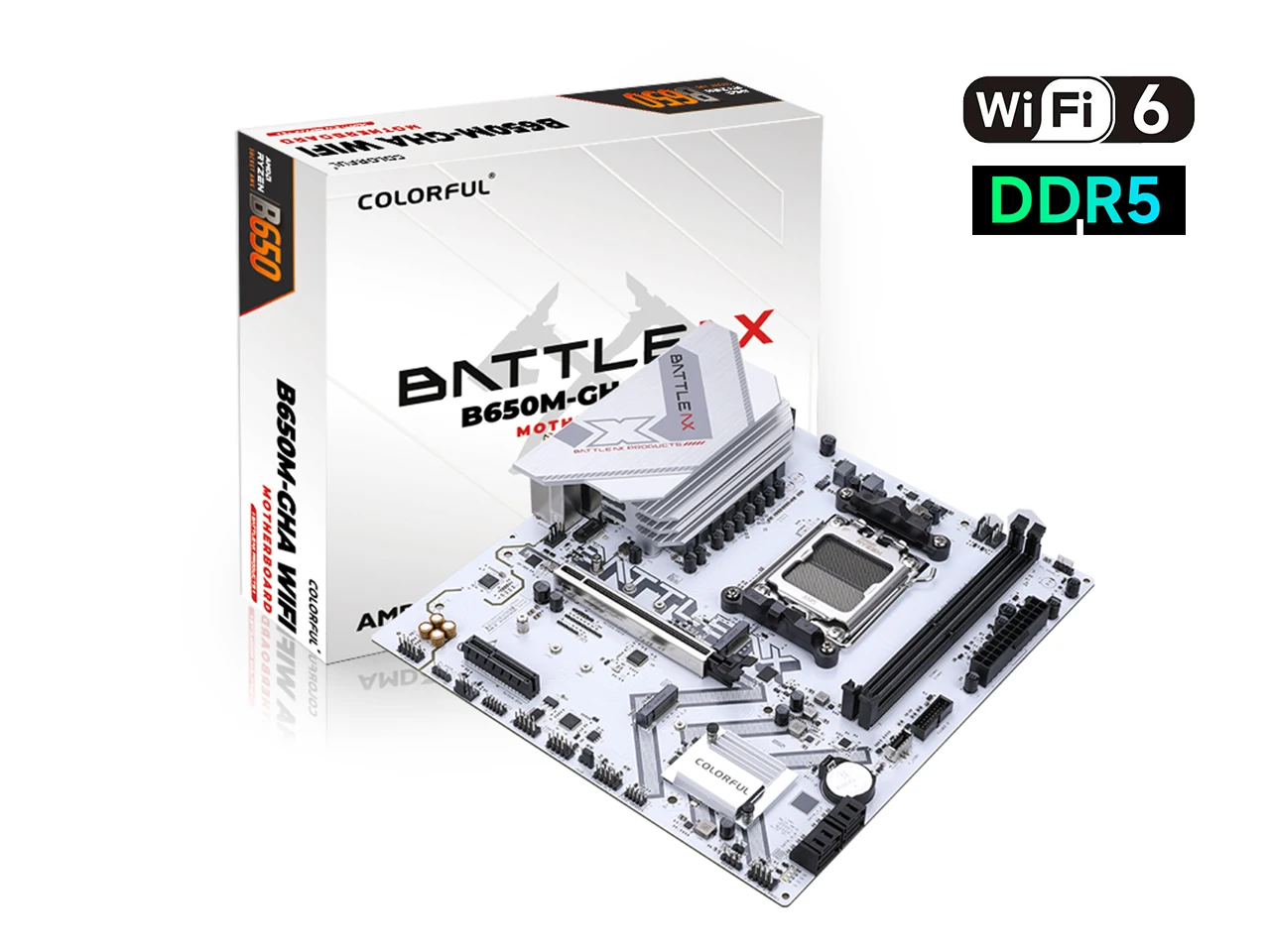 Colorful White BATTLE-AX B650M-GHA WIFI V14 Motherboard DDR5 RAM 96GB PCIe 4.0 3.2 Gen Type-C /AX200 WIFI 6 Bluetooth 5.2