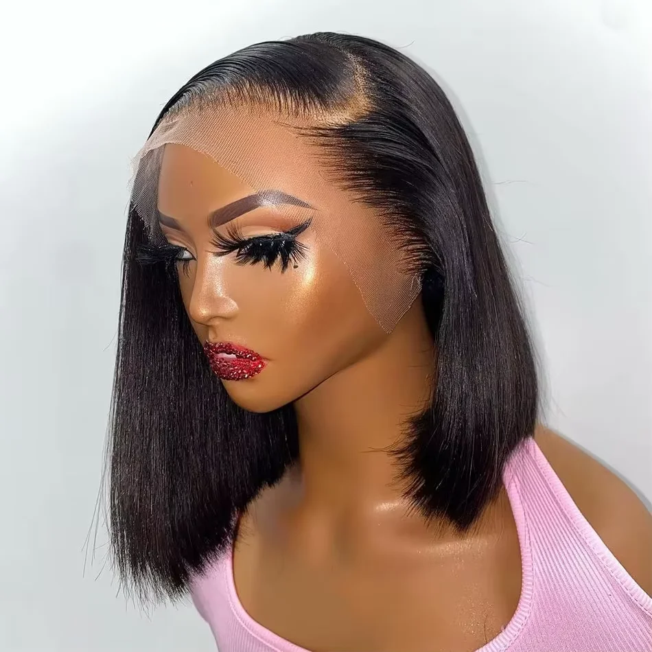 250% Density Short Bob Lace Wig Brazilian Straight 13x4 Lace Wigs 100% Human Hair Remy 4x4 Lace Front Wigs For Women 12 14 Inch