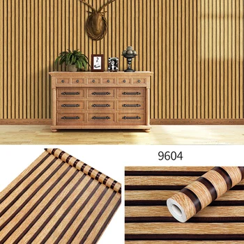45CM PVC Wood Grain Self-adhesive Wallpaper Desk Cabinet Living Room Background Wall Waterproof Stickers