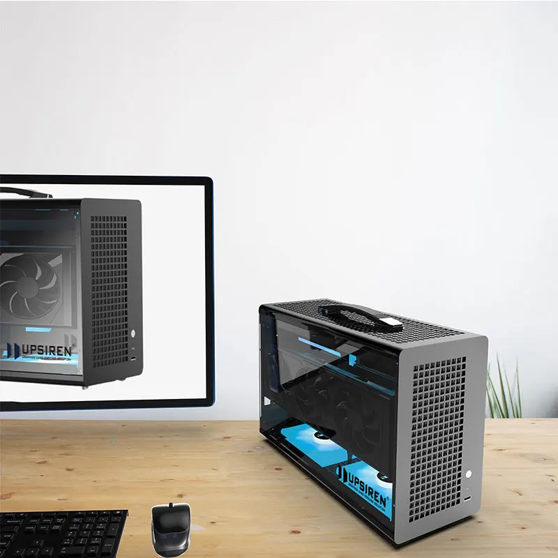 UPSIREN MD-1 Casing Komputer Desktop Portabel Transparan Samping Mendukung Catu Daya SFX/Motherboard ITX/Panjang Kartu Grafis≤380mm