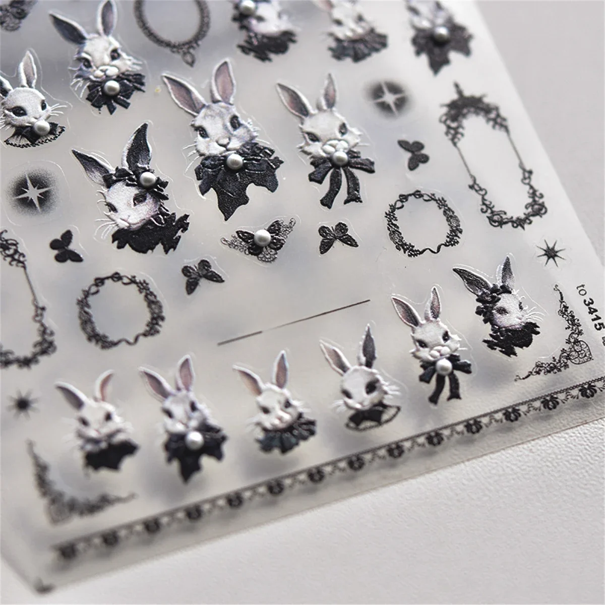 Autocollants pour ongles japonais 5D, 1 pièce, Style Punk, lapin noir et papillon foncé, décalcomanies pour Nail Art, outil de décoration de haute qualité, bricolage