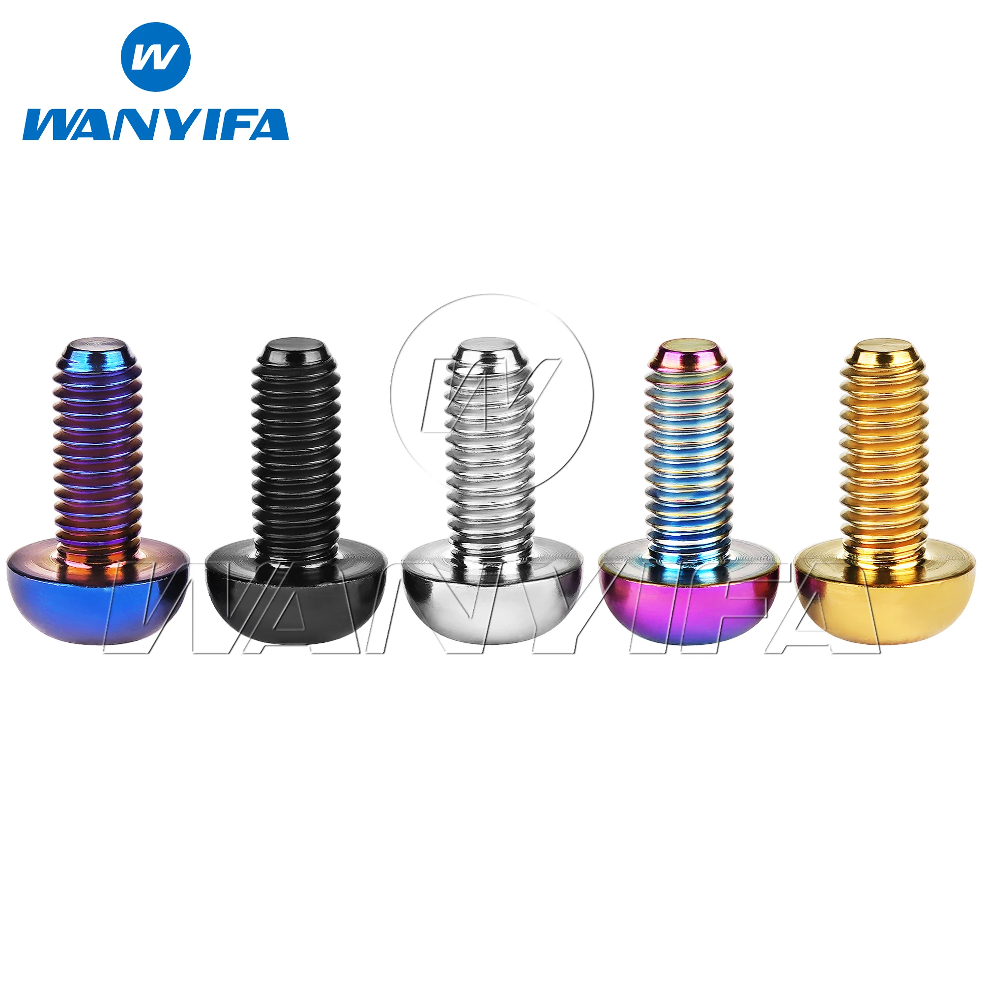 Wanyifa 6pcs Titanium Bolt M5x12mm Flat Button Hex Head Screws for Bicycle Disc Brake Rotor Water Bottle Cage Ti Fasteners