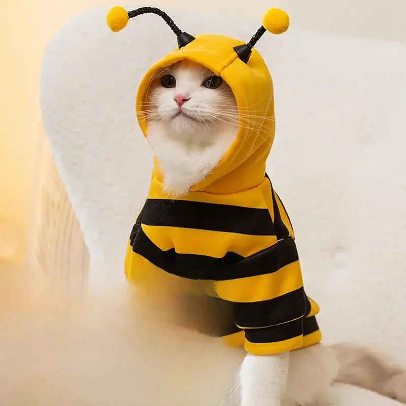 Katze Biene Kostüm weiche Katze Urlaub Cosplay warme Kleidung Haustier Biene Halloween Hoodies