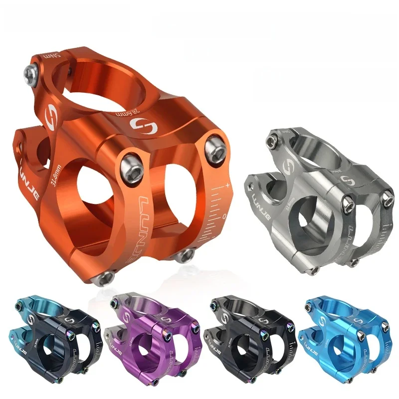 AliExpress LUNJE Handlebar Stem  Aluminum Alloy MTB Road Bike Stem  Ultralight High strength Short 31.8MM Bicycle CNC Stem DH/AM/XC Bicycle Parts