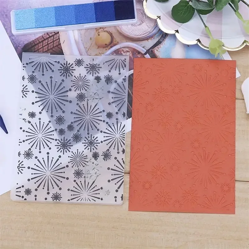 1 szt. Folder do wytłaczania wzór fajerwerków plastikowy folder do wytłaczania szablon maszyny do tworzenia kartek papier do scrapbookingu Album Craft DIY — zdjęcie 2