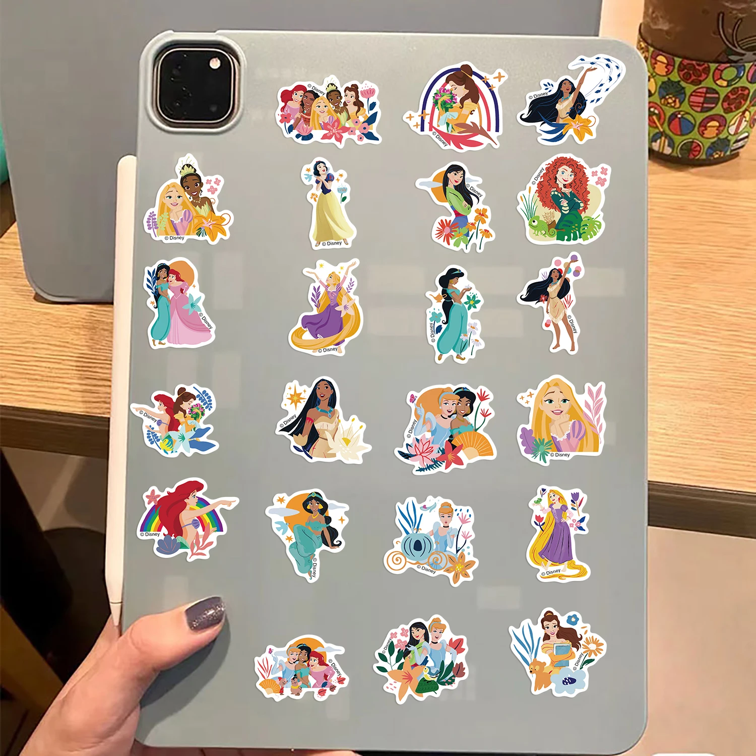 50PCS Disney Princess Vinyl Waterproof Stickers Toys For Water Bottles Laptop Bumper Notebook Computer Phone Hard Hat Car Decals