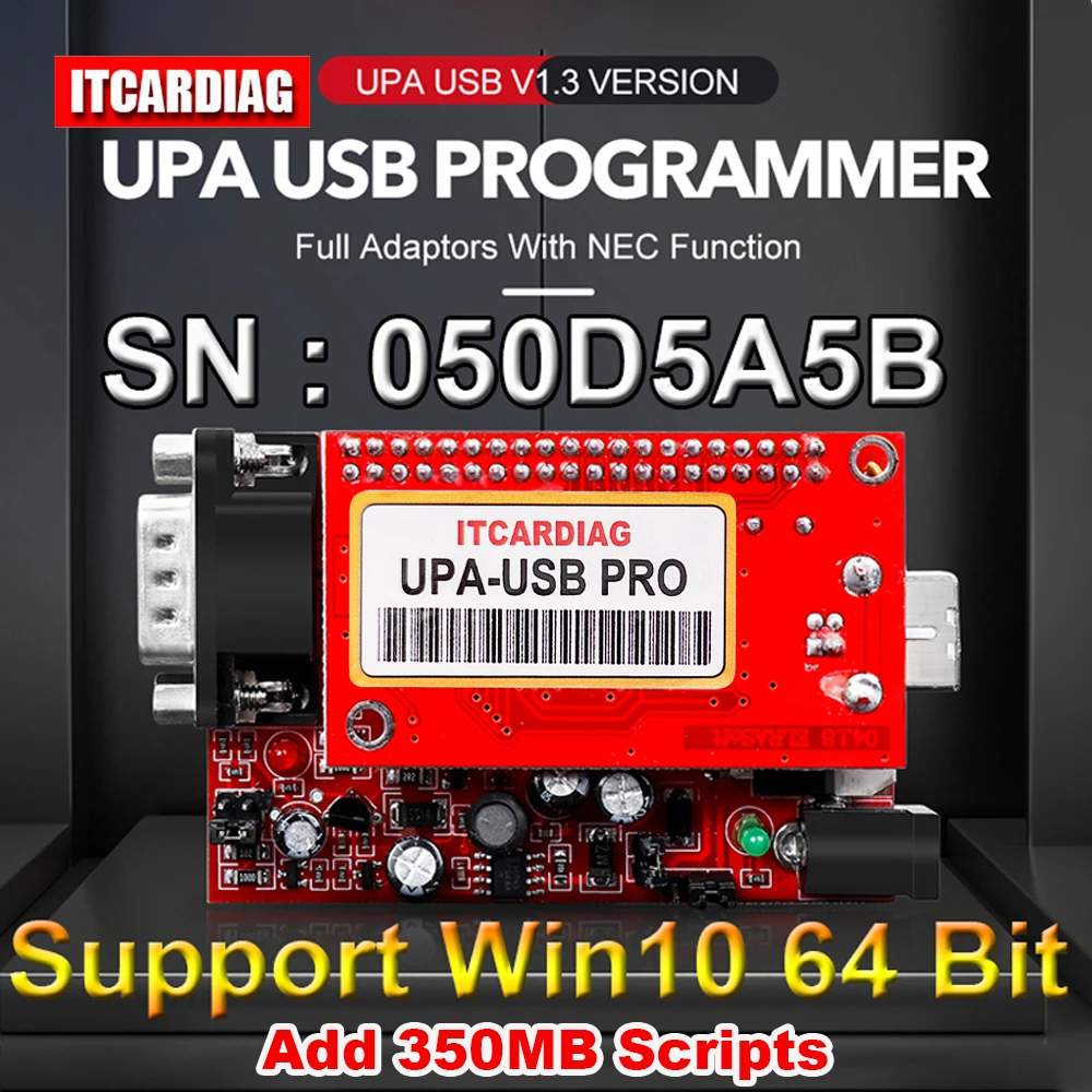 SN:050D5A5B UPA USB Programmer Windows 10 Supported USB V1.3 Full Adapters with NEC Functions ECU Chip Tunning Add 350MB Scripts