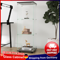 Anajqaqia Glass Display Cabinet,3 Layers Collector's Display Cabinet,with 1 Door & Lock,Standing Storage Cabinet,Black