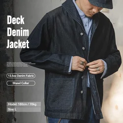 Maden Washed Denim Jackets for Men Vintage Workwear Coats Cotton Solid Hunting Denim Turn-down collar Casual Jacket Men Clothing