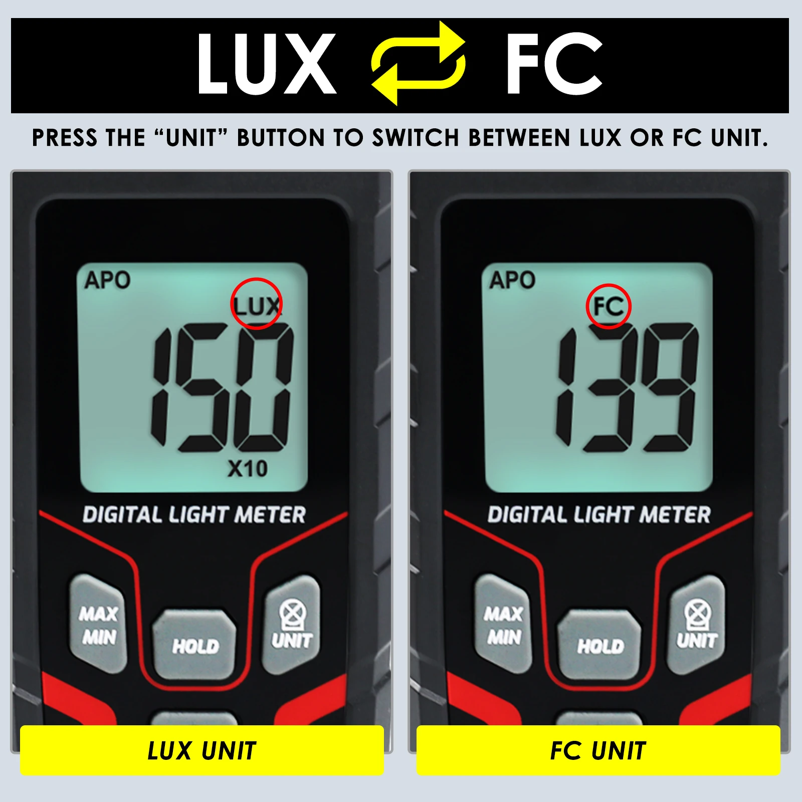 Digital Light Lux Meter illuminamento fotometro illuminometro Light Tester Lx FC misurazione di tipo integrale sensore ad alta precisione