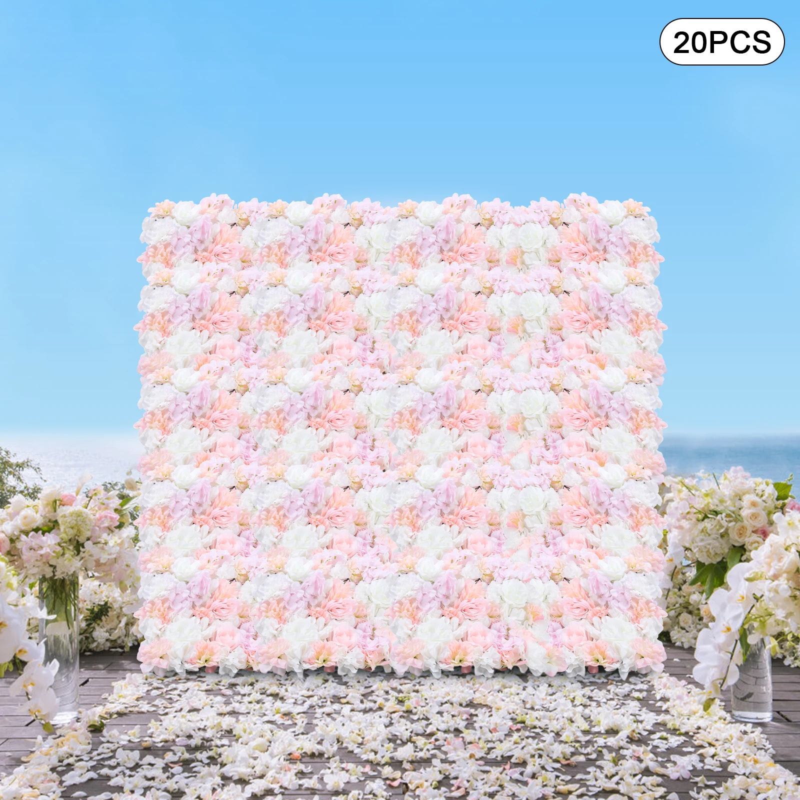 20 Stück Blumen-Wandhintergrund für Hochzeit, 15,74 x 23,62 Zoll, florale Rose, Wandpaneele, Party-Event-Hintergrund, Brautparty-Dekorationen – Detail 2